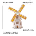 Crystal Windmill Brooch in Detailed Metal and Crystal Design view 7
