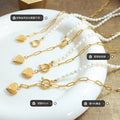 Gold Asymmetric Pearl Paperclip Heart Drop Y Necklace view 2