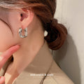 Sculpted Square Hoop Earrings in Gold and Silver Tone view 4