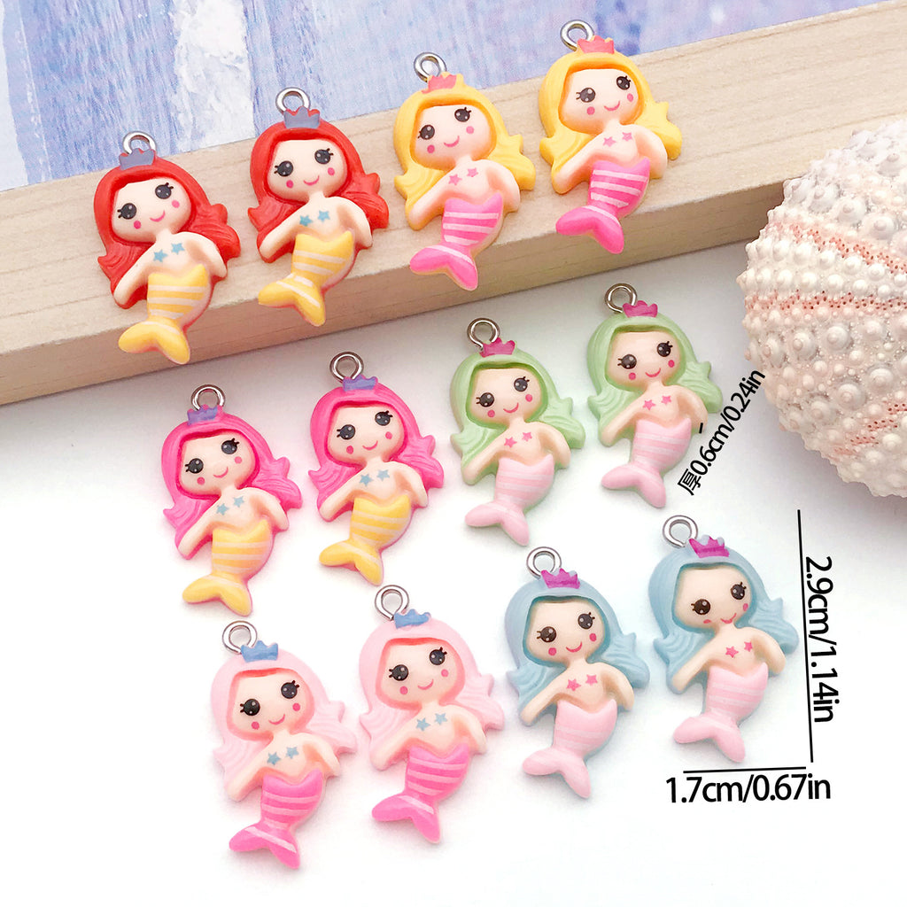 Candy Color Resin Mermaid Charm Pendant for DIY Earrings Necklaces Phone Chain