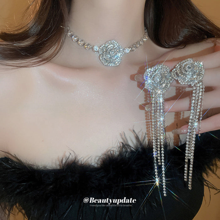 Five Mixed Crystal Rose Green Bracelet And Statement Necklace Designs