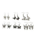 Silver Butterfly Drop Earrings Rhinestone Metal 6 Styles view 5