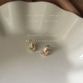 Gold Tone Straight Bar And Clear Stone Circle Drop Stud Earrings view 4