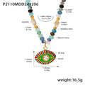 Evil Eye Enamel Pendant Multicolor Natural Stone Bead Necklace view 6