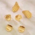 Textured Gold Tone Statement Rings in Three Sculptural Designs view 4