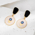 Gold Tone Black Geometric Evil Eye Stud Drop Earrings in Ten Designs view 9