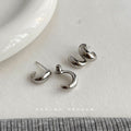 Chunky Split Loop Stud Earrings In Gold And Silver Tone view 4