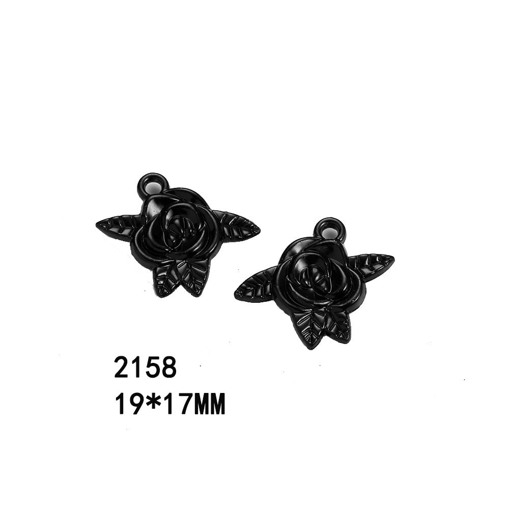 Gothic Black Alloy Bat Cross Charm Pendant for DIY Necklaces