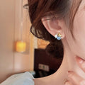 Blue Star And Pearl Accent Gold Tone Floral Stud Earrings view 4