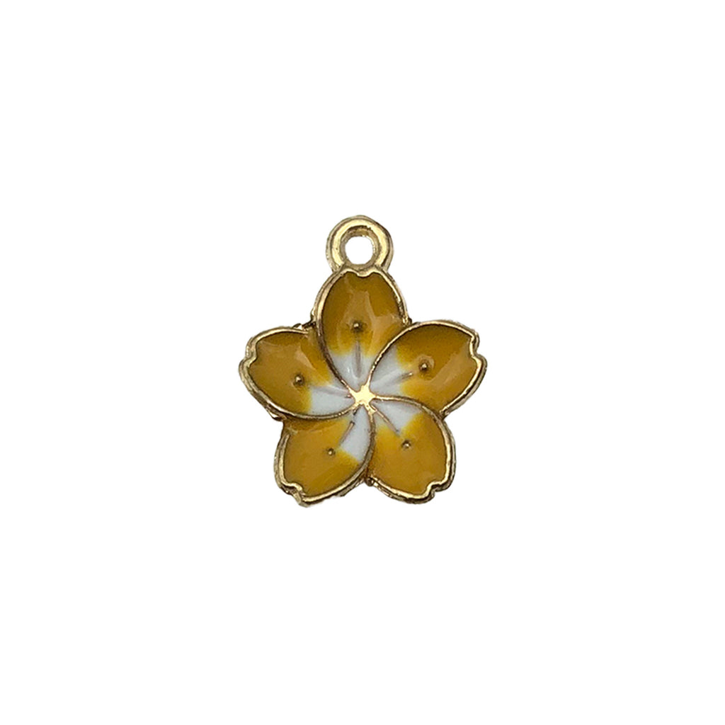 Enamel Zinc Alloy Five Petal Flower Cherry Blossom Charm Pendant for DIY Jewelry Making