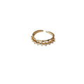 Gold Tone Open Ring Marquise Crystal Leaf Band Pair view 5