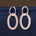 Rose Gold-Tone Double Oval Drop Earrings with Clear Stone Details view 1