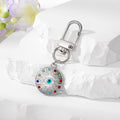 Gold and Silver Tone Crystal Round Evil Eye Clip Keychains in Six Designs view 4