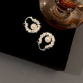 Silver Tone Pearl Look Center Clear Loop Drop Earrings view 3