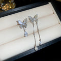 Asymmetric Butterfly Crystal Drop Earrings in Silver Tone, Two Styles view 7