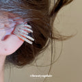 Layered Crystal Band Single Ear Cuff in Two Metal Tones view 3