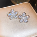 Crystal Flower Pearl Clip-On Earrings Statement Jewelry view 7