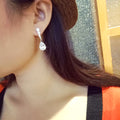 Silver Tone Clear Teardrop Long Dangle Earrings Jewelry view 3