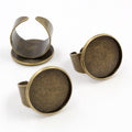 Adjustable Round Cabochon Ring Bases in Six Metal Finishes view 3