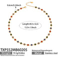 Gold Bezel Round Zircon Stainless Necklace Bracelet Earring Set view 6