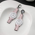 Acrylic Watch Drop Earrings Six Colors Round Clock Face view 2