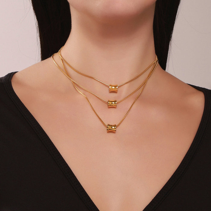 Twisted C Hoop Earrings Hourglass Barrel Pendant Snake Chain Set