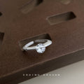 Silver Tone Clear Round Stone Open Adjustable Ring For Women view 3