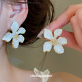Glossy Four Petal Flower Stud Earrings in Seven Bright Colors view 4