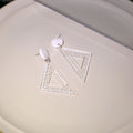 Clear Acrylic Triangle Ruler Drop Earrings Pink White view 7