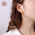 Thick Brushed C-Shape Stud Earrings Gold Steel Finishes view 1