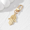 Gold and Silver Tone Openwork Hamsa Evil Eye Clip Keychains view 3
