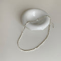Silver Faceted Square Bead Chain Necklace Minimalist Collar view 4