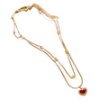 Layered Gold Tone Necklace With Red Heart Pendant Pendant Jewelry view 5