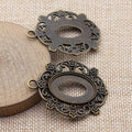 Two Finish Filigree Oval Pendant Setting Metal Jewelry Making Component view 2