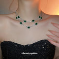 Silver Tone Green Rectangle Chain Drop Earrings With Clear Halos view 4