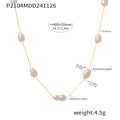 Freshwater Pearl Station Chain Necklace Gold Steel Stainless view 6