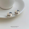 Gold Silver And Rose Tone Interlocking Knot Stud Earrings view 4