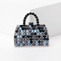 Crystal Handbag Brooch in Blue Gray or Warm Brown Stones view 2