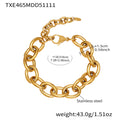 Chunky Oval Curb Chain Necklace Bracelet Gold Steel Two-Tone view 9