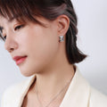 Square Clear Zircon Pendant Necklace and Stud Earrings Set view 8