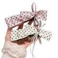 Satin Polka Dot Bow Banana Hair Clip Rhinestone Center view 5