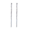 Silver Tone Square Crystal Long Drop Earrings With Linear Fringe view 5