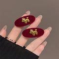 Red Flocked Horse Accent Hair Clips Decorative Hair Accessories view 4