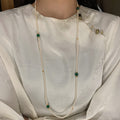 White Pearl Green Bead Gold Spacer Multi Strand Necklace view 6