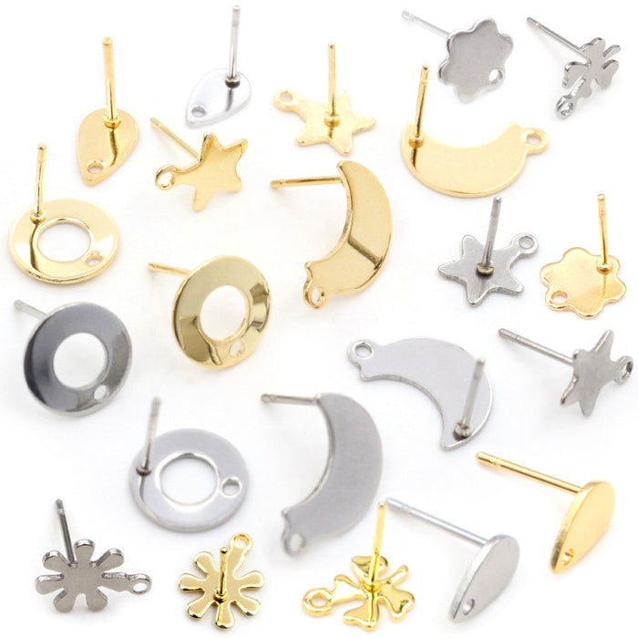 Geometric Stainless Steel Stud Earring Components in Fourteen Styles