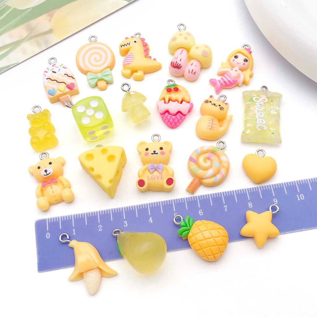 Resin Lollipop Heart Five Point Star Bear Charm Pendants for DIY Bracelet Necklace