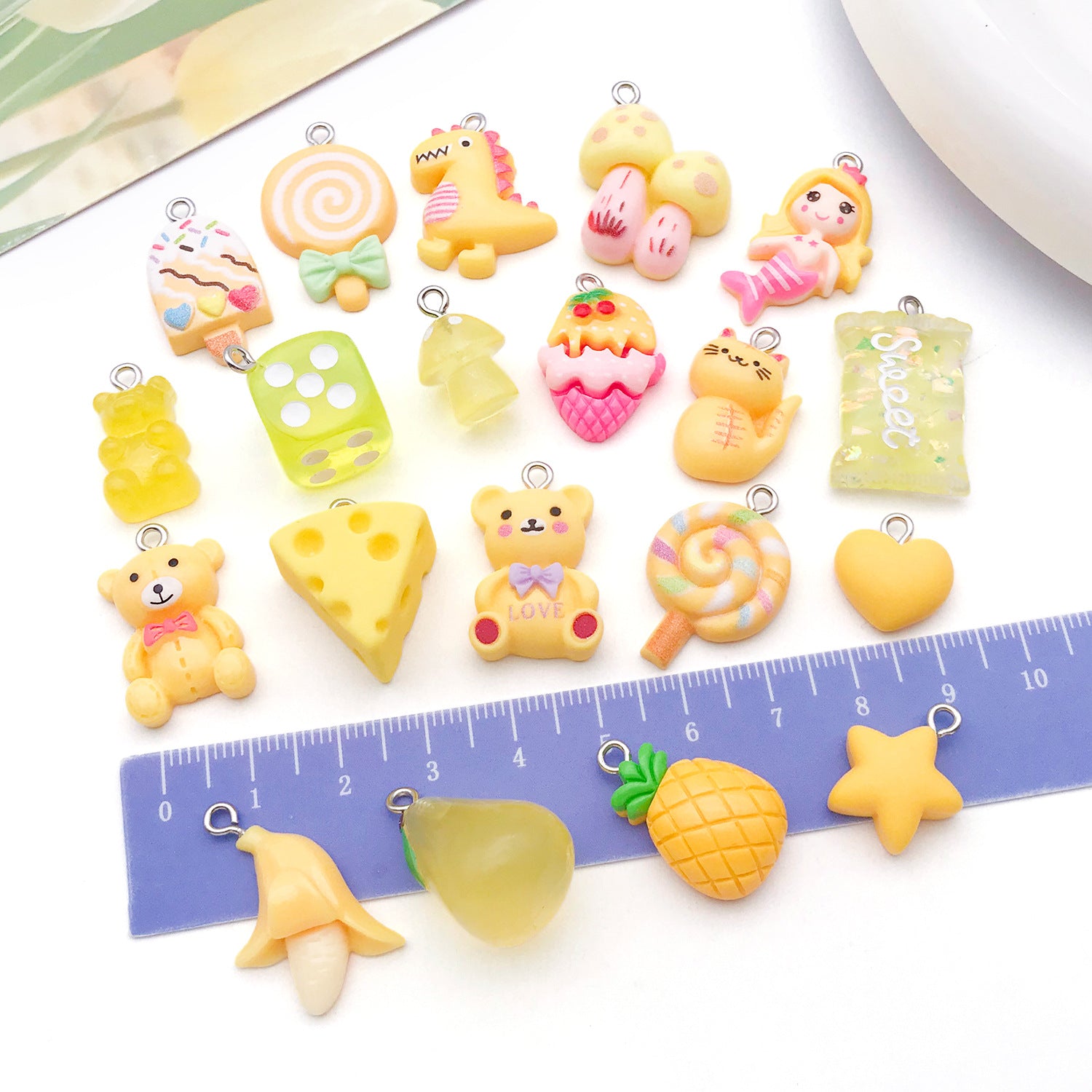 Resin Lollipop Heart Five Point Star Bear Charm Pendants for DIY Bracelet Necklace
