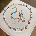 Multicolor Geometric Crystal Necklace Bracelet Earrings view 3