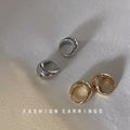 Thick Smooth Chunky Huggie Hoop Earrings Two Colors view 4