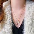 Gold Crystal Butterfly Pendant Necklace Decorative Jewelry view 4